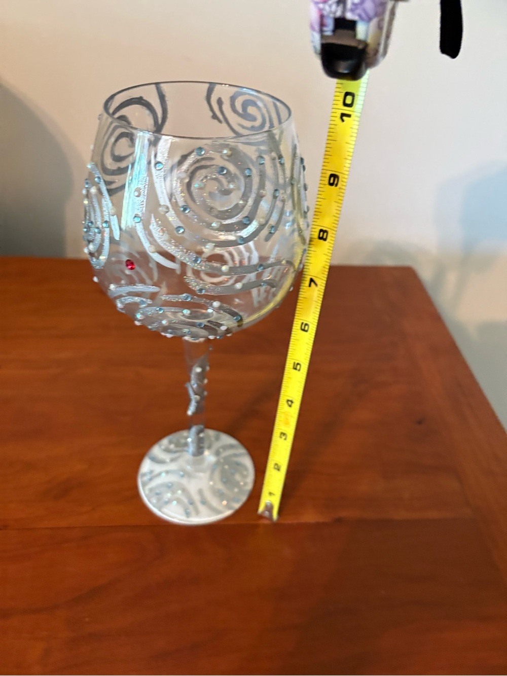 Lolita One in a Million Hand Painted Wine Glass Blue Rhinestone Glitter Goblet - Picture 2 of 7